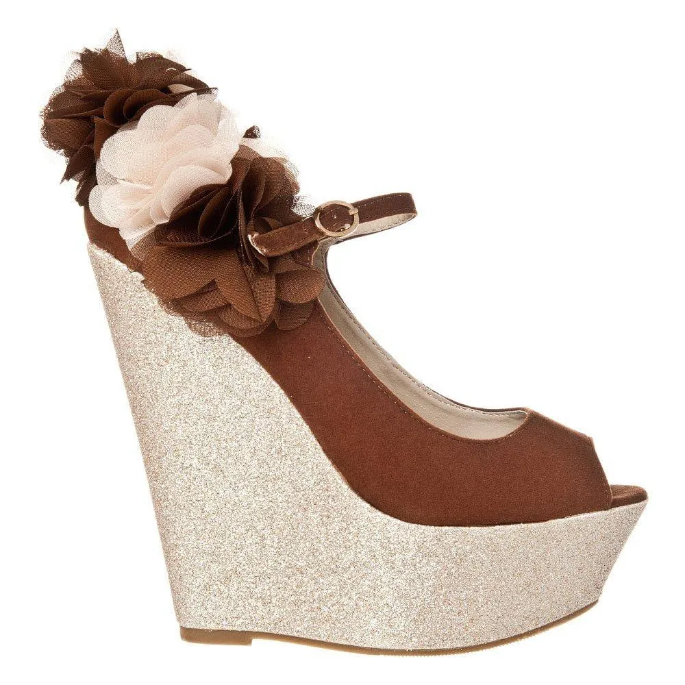 Loye High Heel Concealed Platform Wedge With Rillflower