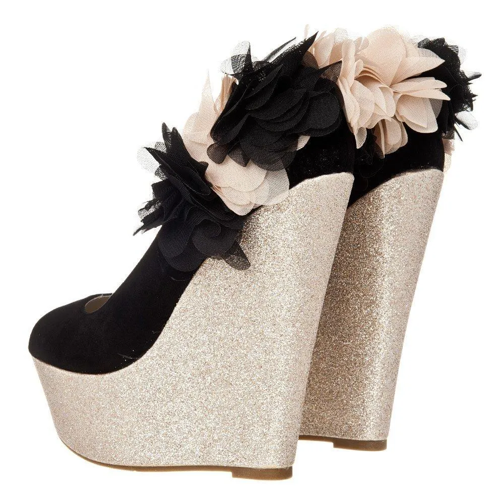 Loye High Heel Concealed Platform Wedge With Rillflower