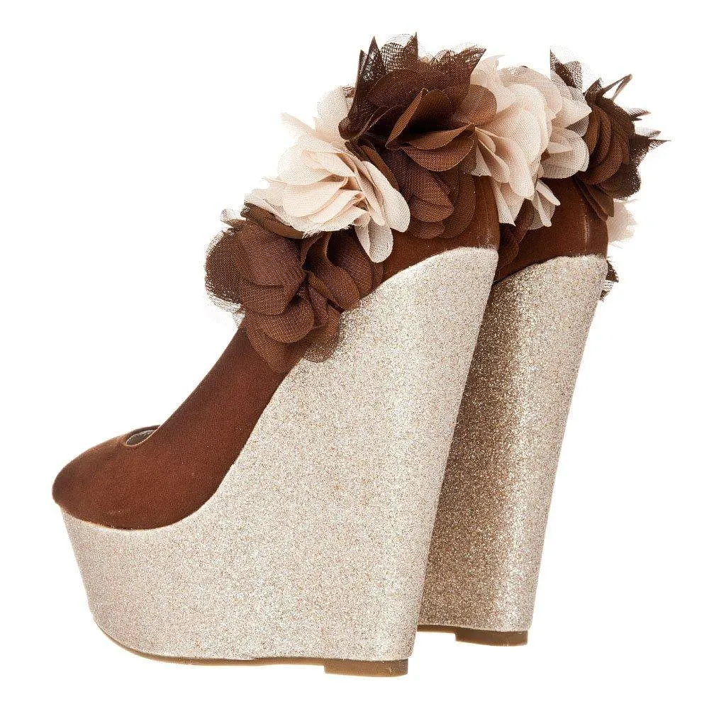 Loye High Heel Concealed Platform Wedge With Rillflower