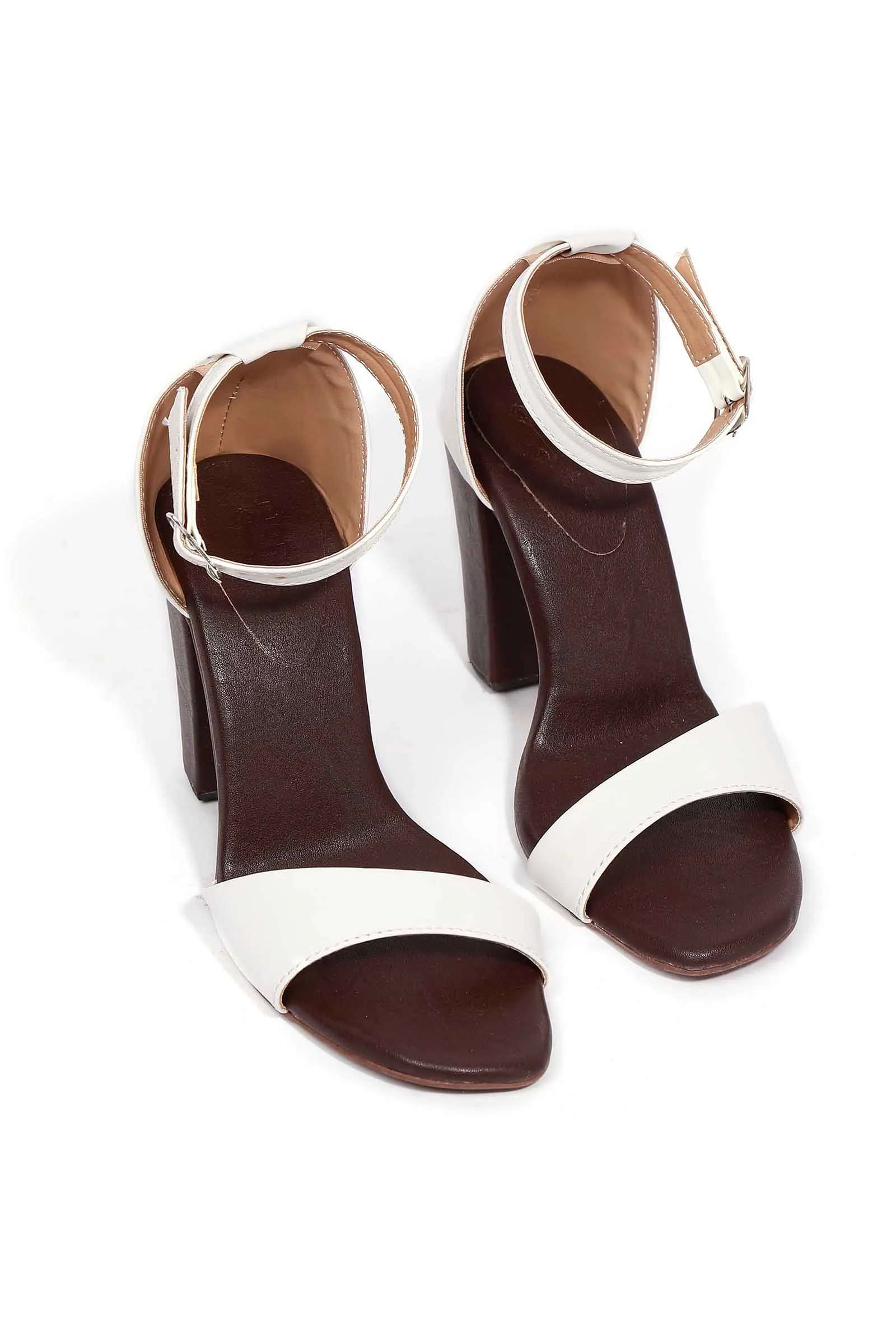 Maria White Strap Cushion Padded Heels