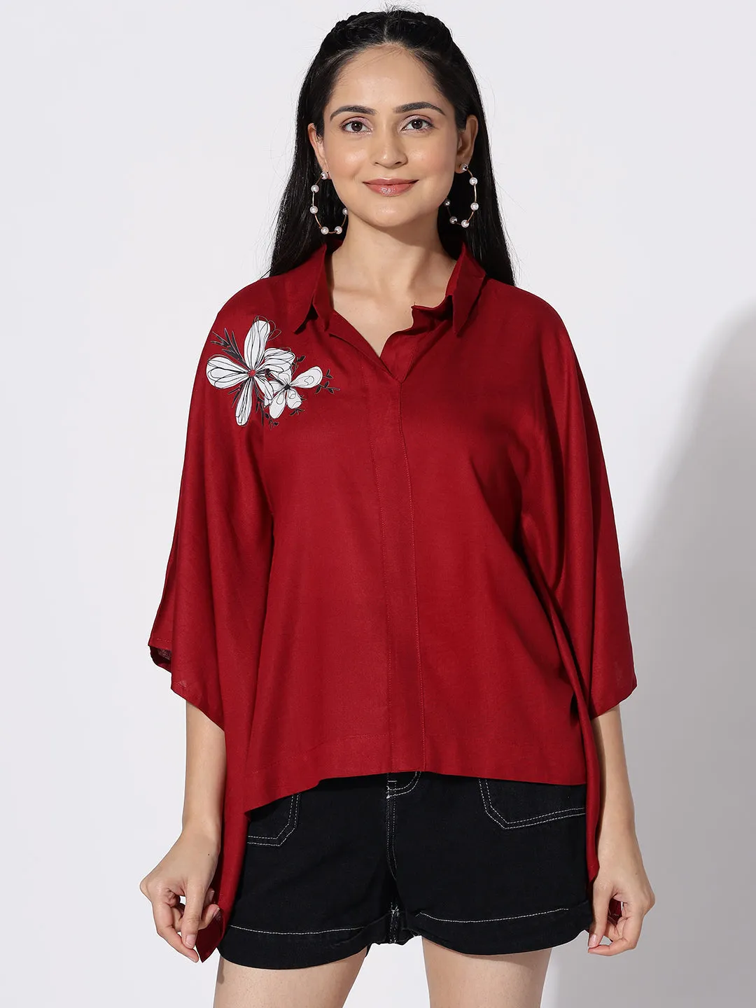 Maroon Kaftan Top - Scarlet Petal