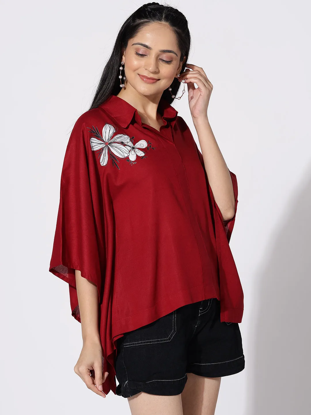 Maroon Kaftan Top - Scarlet Petal