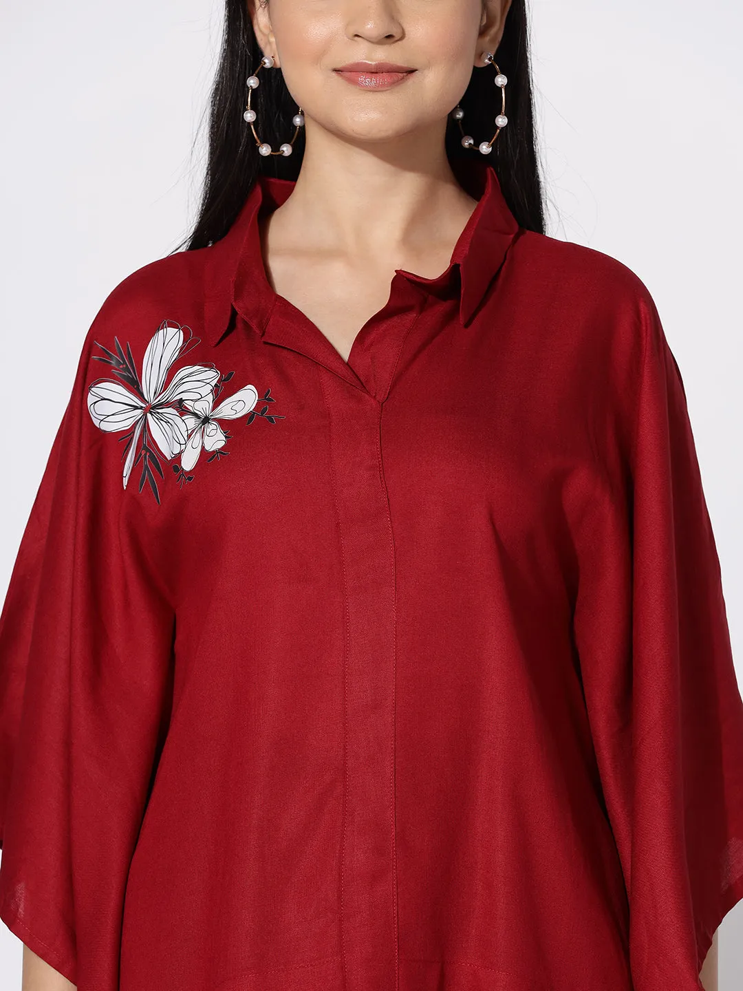 Maroon Kaftan Top - Scarlet Petal