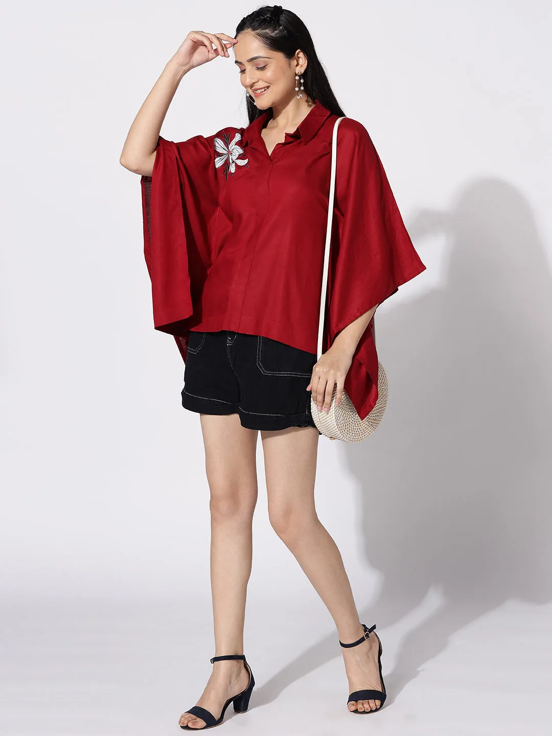 Maroon Kaftan Top - Scarlet Petal