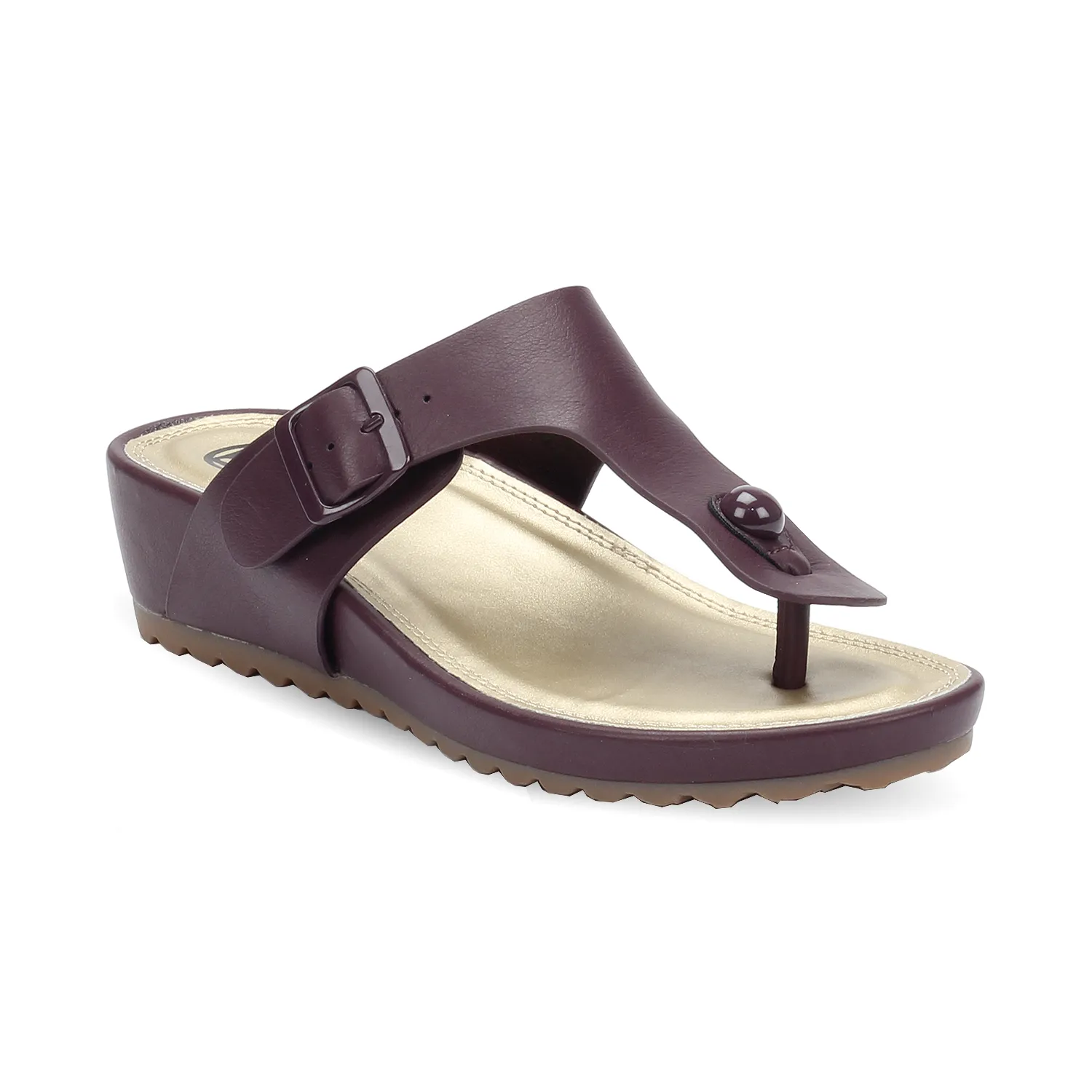 Matte finish T-strap wedge Toepost for Women