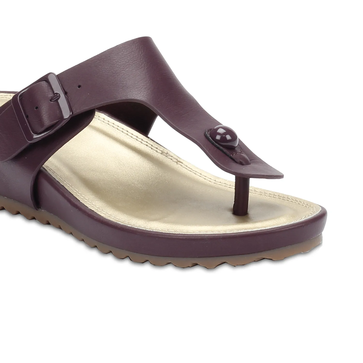 Matte finish T-strap wedge Toepost for Women