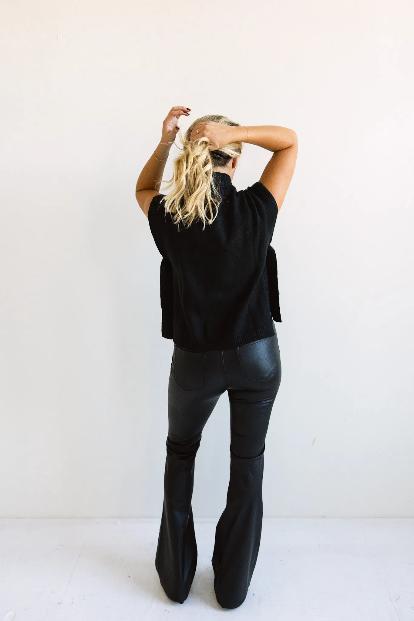 Mid-Rise Flared Faux Leather Pants