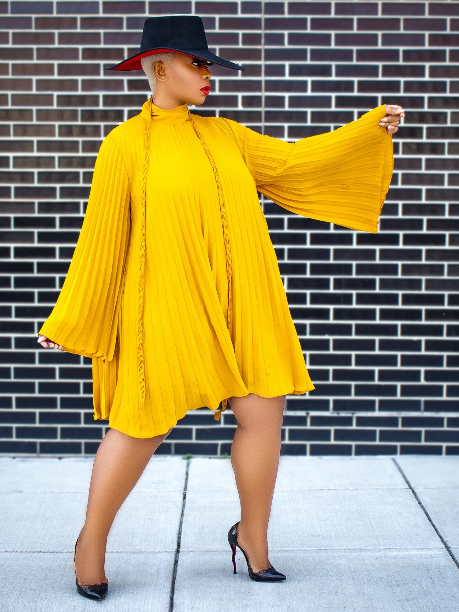 Mockneck Pleated Dress - The NY&C Legacy Collection