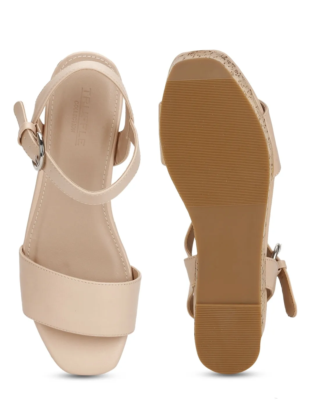 Nude Pu Platform Heels