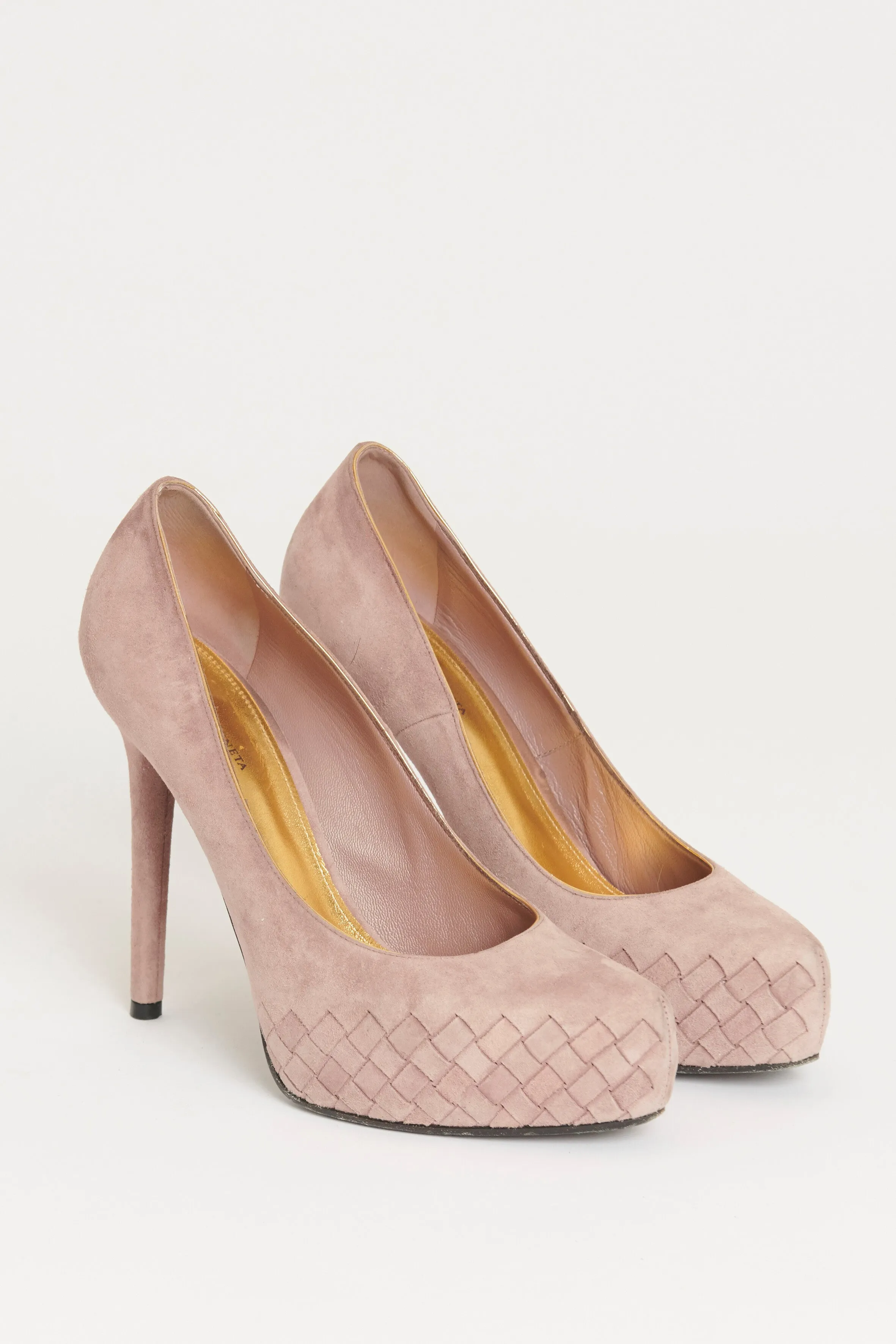 Pink Suede Preowned Platform Pumps