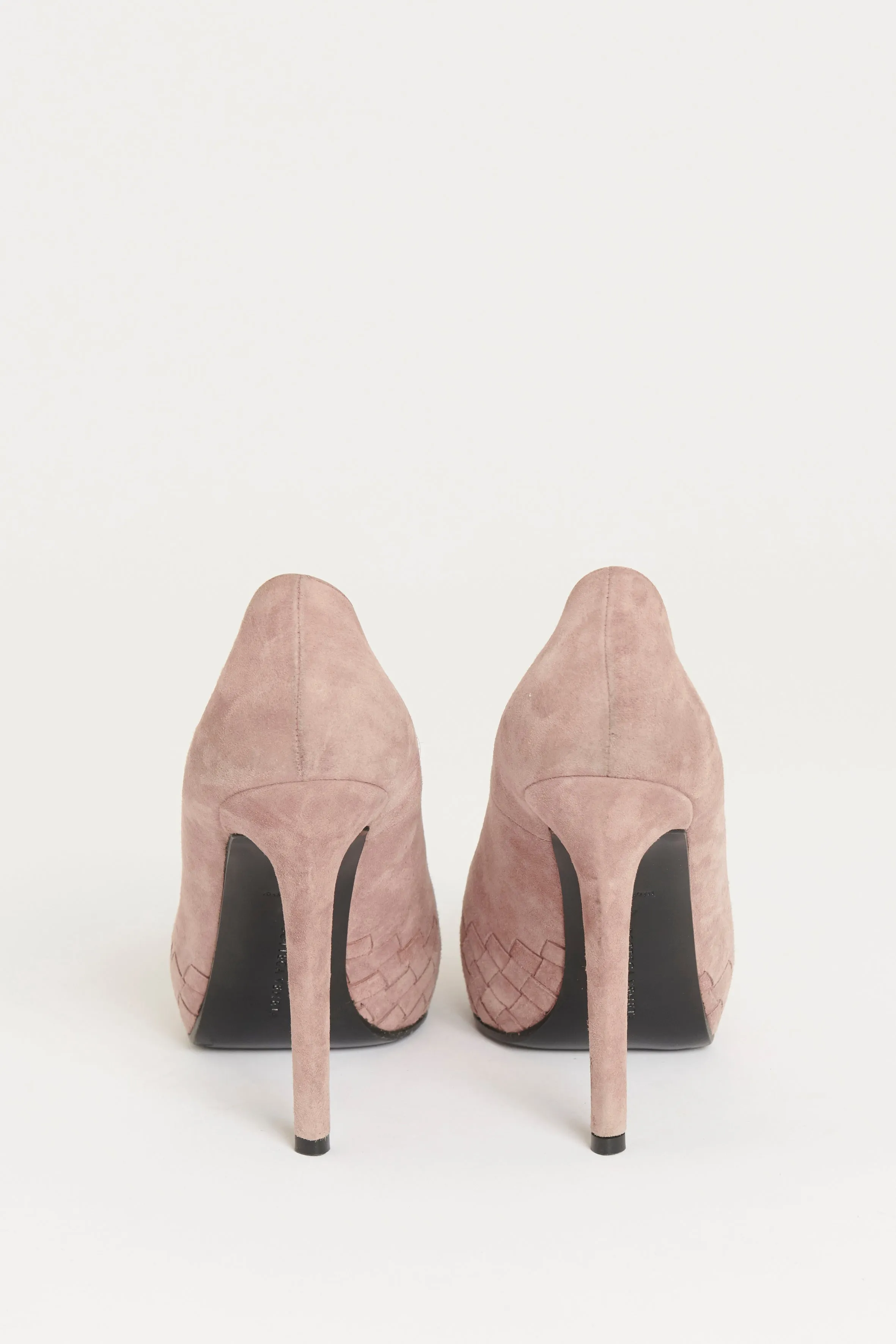 Pink Suede Preowned Platform Pumps