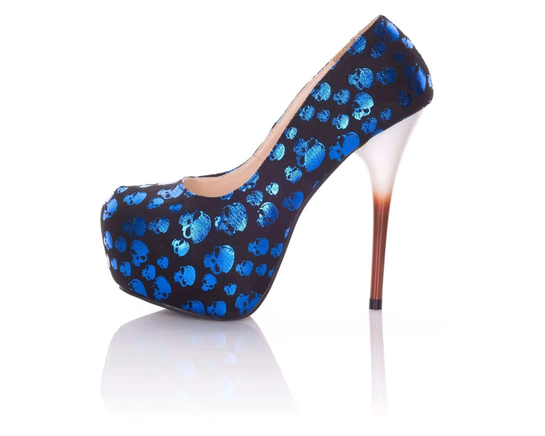 Playgirl Shiny Blue Skull Shoes