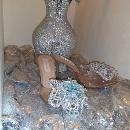 "AMALI" Clear Crystal Mules