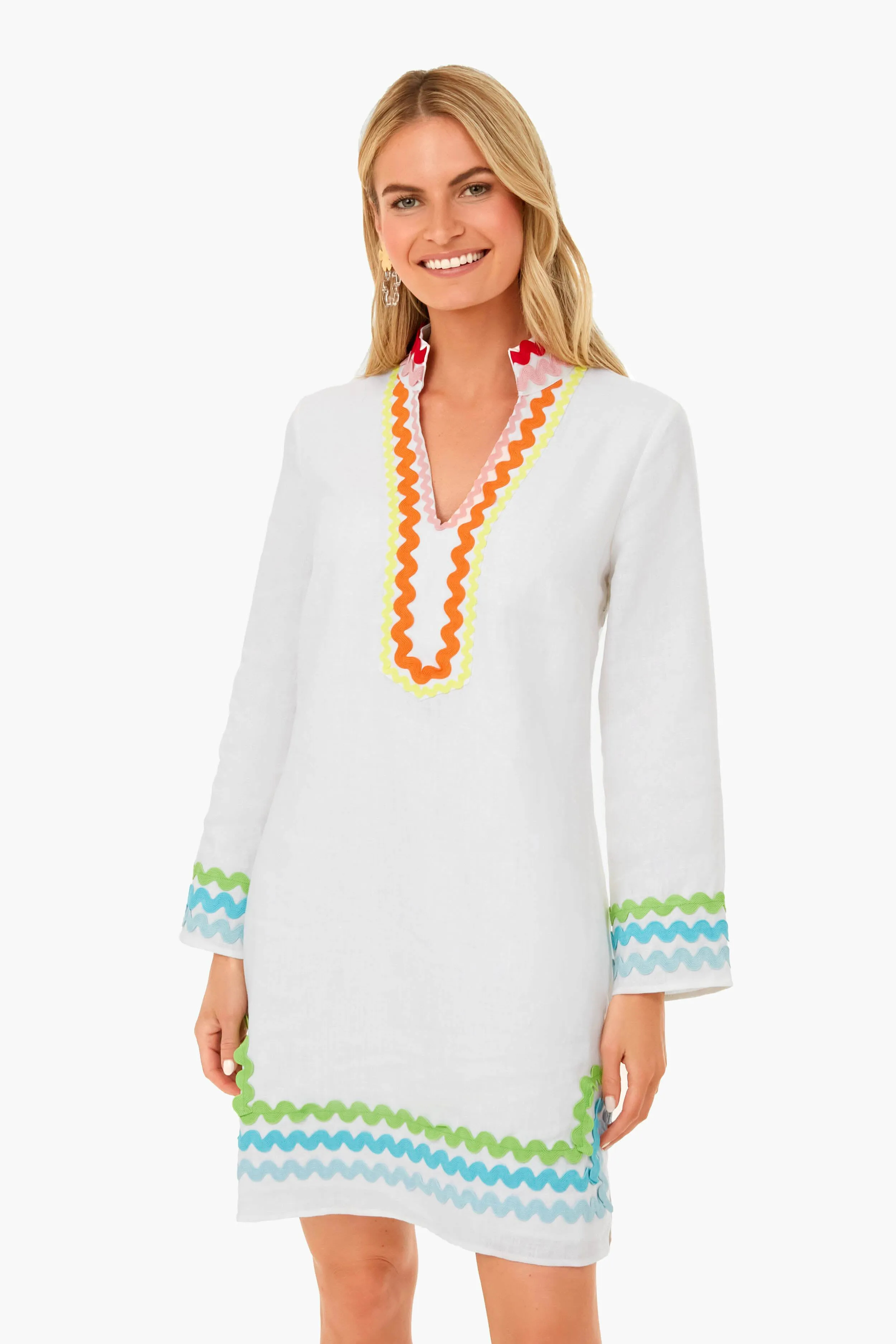 Rainbow Ric Rac Long Sleeve Classic Tunic Dress