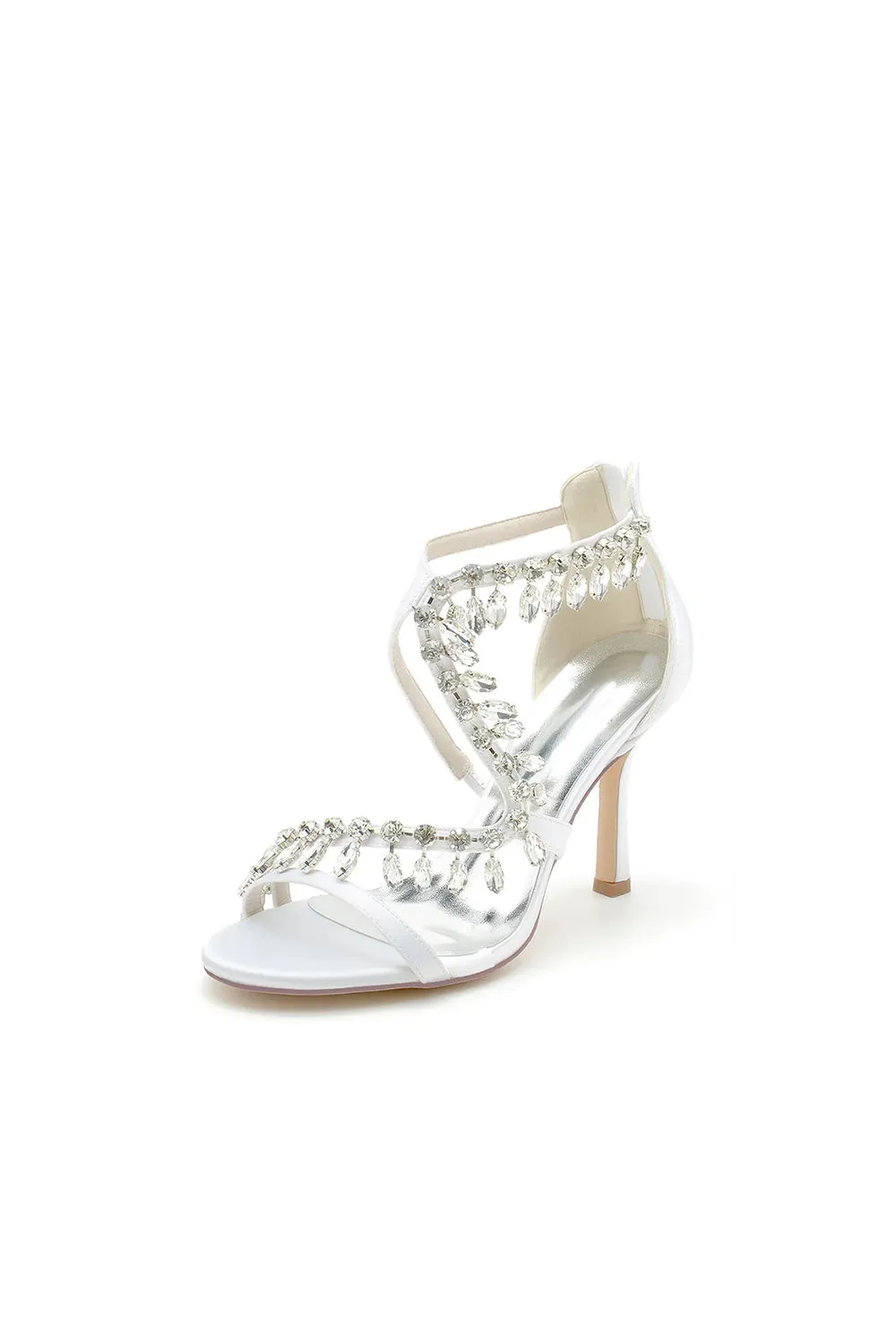 Sexy Crystal Beaded Thin Strap High Heels