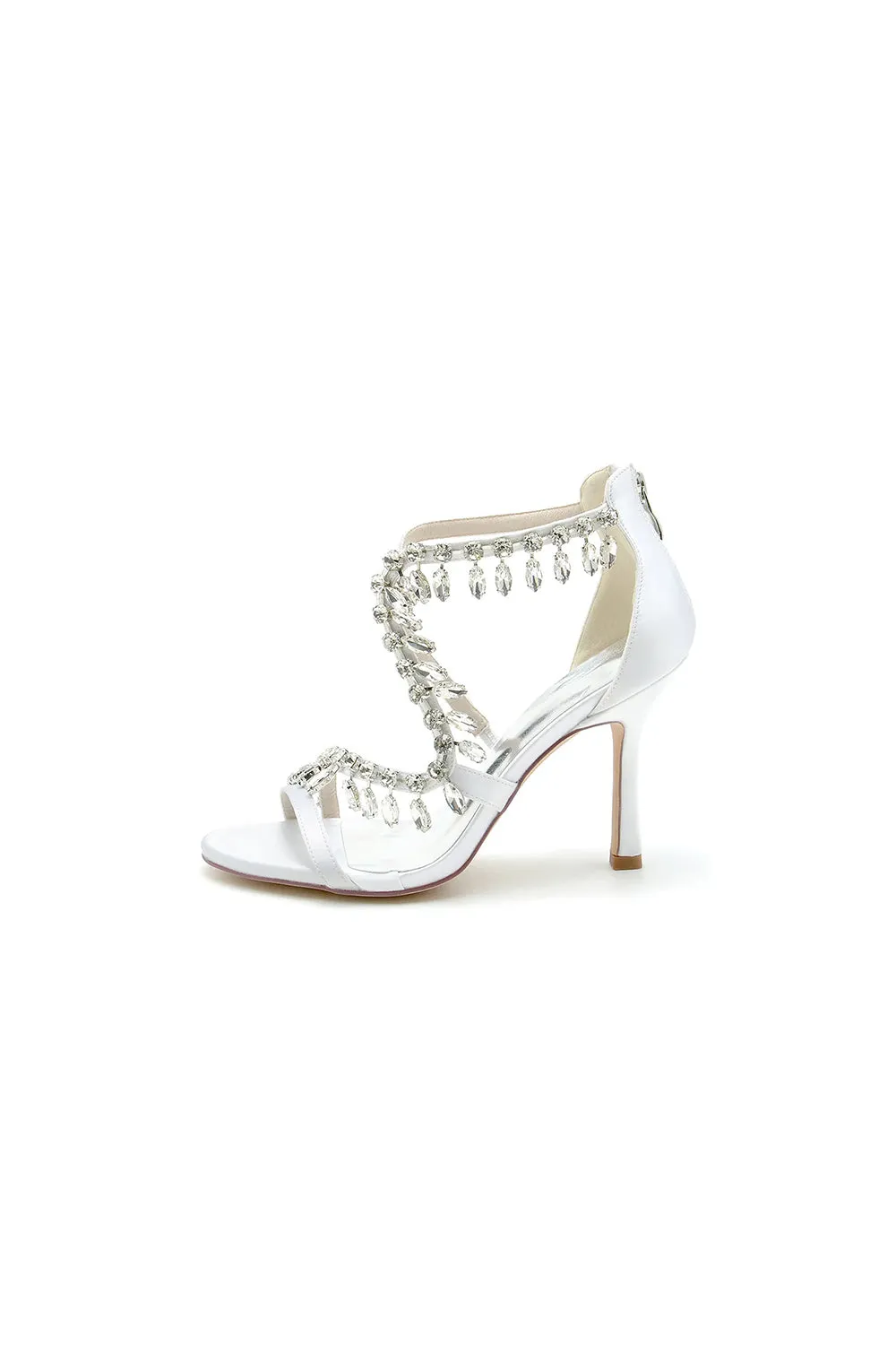 Sexy Crystal Beaded Thin Strap High Heels