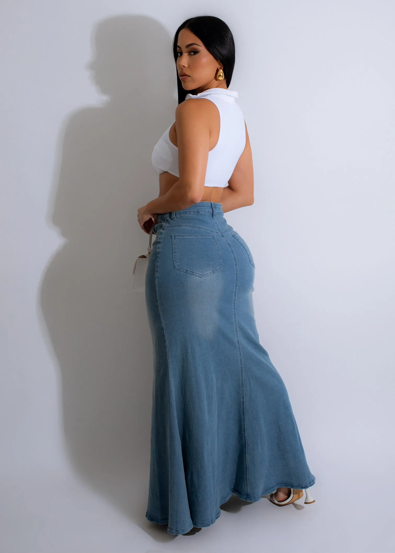 She's On Trend Denim Maxi Skirt