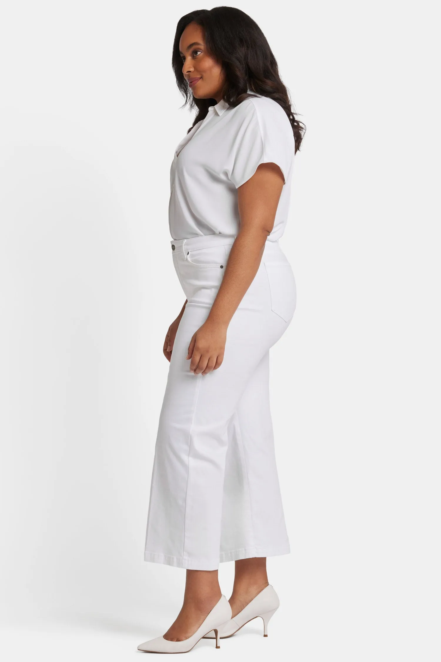 Teresa Wide Leg Ankle Jeans in Plus Size - Optic White