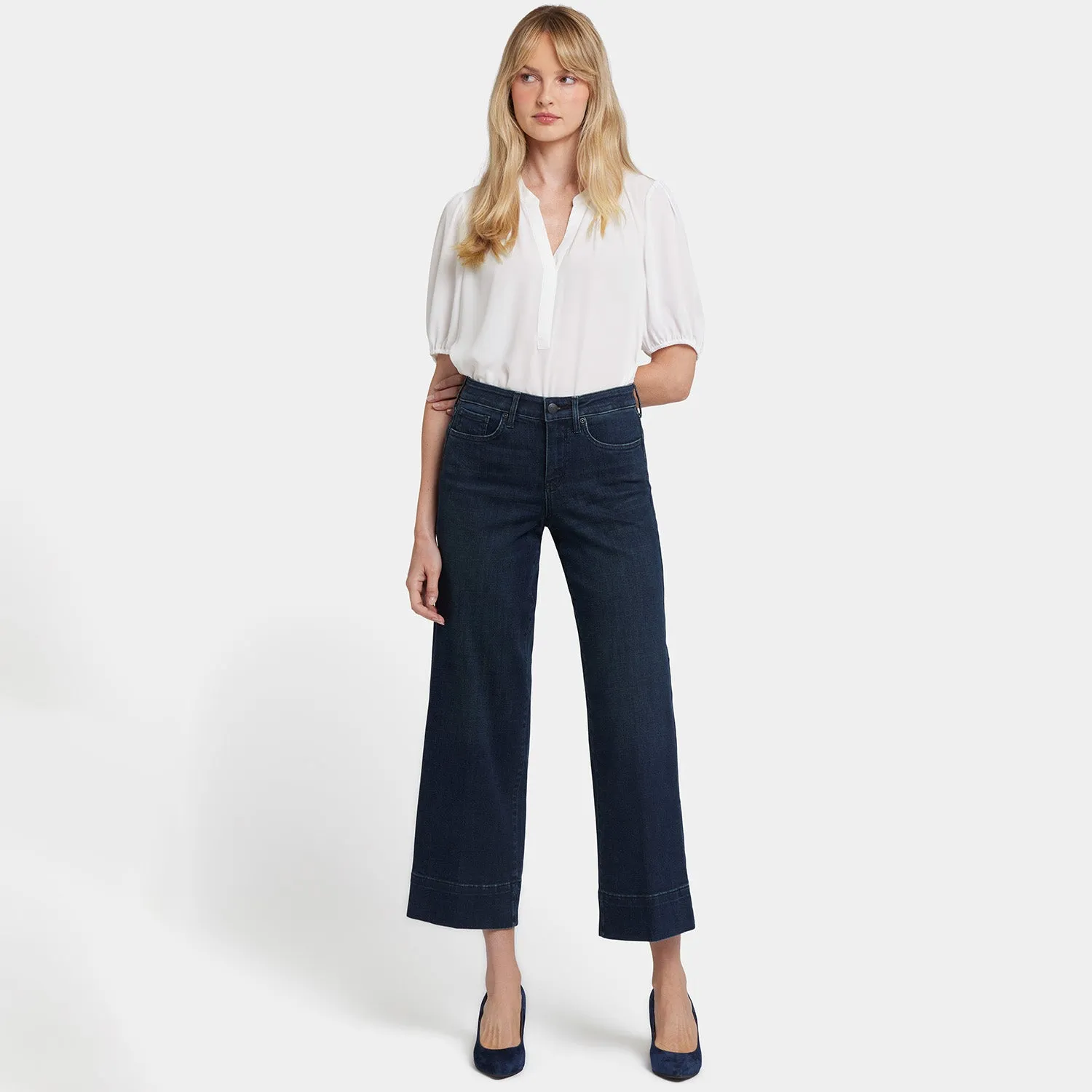 Teresa Wide Leg Ankle Jeans - Obsidian Blue