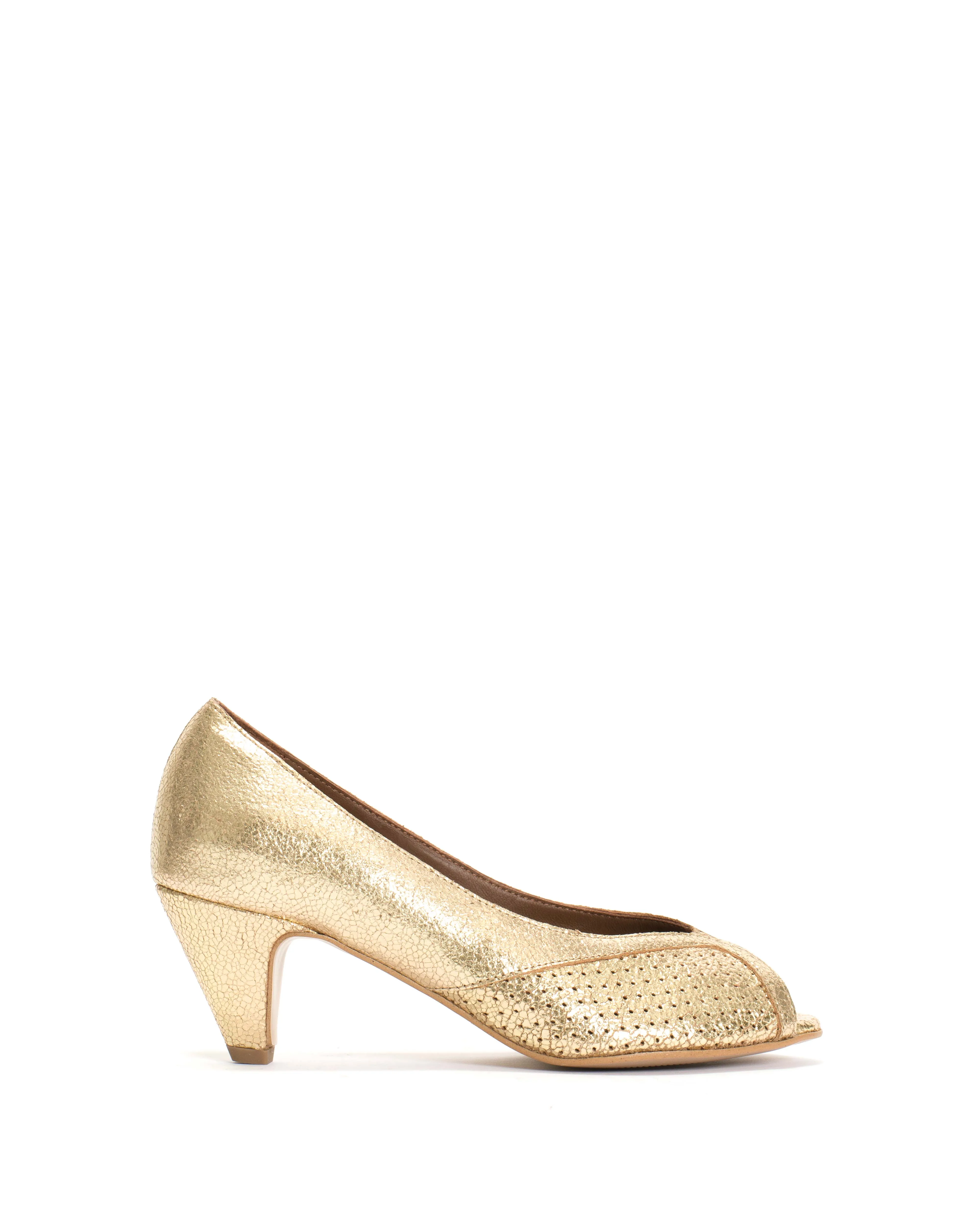 Tiffany stiletto Crackled metallic goat Gold