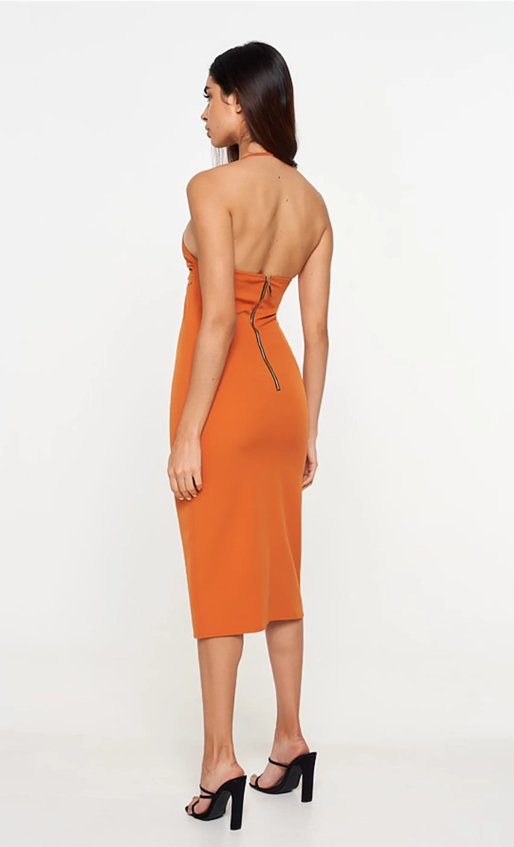 Turmeric Asymmetric Strappy Front Midi Dress