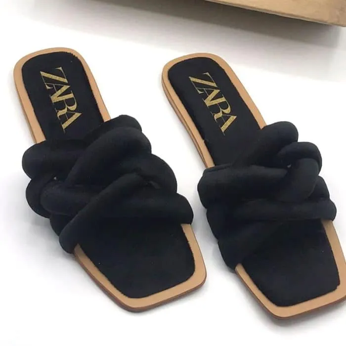 Velvet Twisted Rope Sandals Flats Ladies Slippers Slides