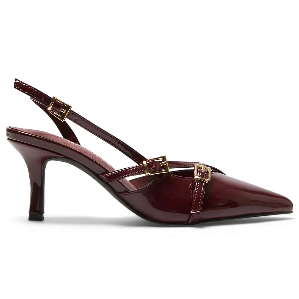 Veronica Heel in Cherry Patent