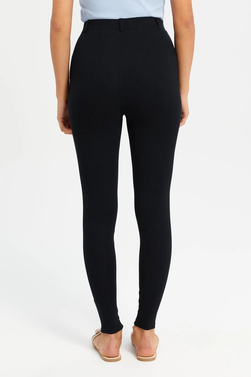 Women Black With Button Leggings