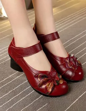 Women's Spring Round Head Flower Ethnic Shoes